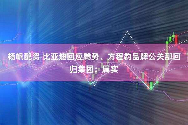 杨帆配资 比亚迪回应腾势、方程豹品牌公关部回归集团：属实